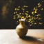 Placeholder: photo of a small cracked ceramic vase repaired with gold, kintsugi, beautiful, vines and leaves, rosebuds, delicate, cinematic, high detail, beautiful composition, delicate arrangement, aesthetic, soft lighting, award winning photography, tender