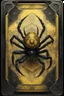 Placeholder: sacred geometry framed playing card, black and yellow death spider dragon crab boss card in the style of Giger and fallout 4 ,,bokeh like f/0.8, tilt-shift lens 8k, high detail, smooth render, down-light, unreal engine