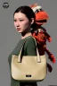 Placeholder: Woman bag made with muppet, Sesame Street style, fashion photo studio, unreal engine 5, god lights, ray tracing, RTX, lumen lighting, ultra detail, volumetric lighting, 3d.