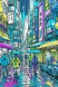 Placeholder: coloriages mystères :Une nuit pluvieuse dans une cité cyberpunk. Des gratte-ciels métalliques émergent de la brume, et des néons multicolores reflètent sur des surfaces mouillées. Des marchands de rue vendent des gadgets high-tech, et des androïdes aux yeux lumineux se mêlent à la foule animée.