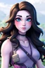 Placeholder: Fabulous; Beautiful; stunning; Blue eyes, long wavy black hair, pale skin character in fortnite (fortnite video game), (vivid), ((fortnite cartoon character)), fortnite animation, fortnite skin, (tilted towers fortnite map), full body shot, bright and dynamic coloring, (fortnite epic games), lavender body gear