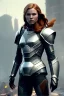 Placeholder: ultrarealistic, ruined city,__skimpy sci-fi armor__, __angles__, 19 year old woman, strikingly beautiful, ginger hair, silver colour, [__starlets__|__starlets__], (pale __skincolor__ skin:1.2), __camera__ __hair__, detailed face and eyes, c-cup breasts, leather choker, freckles, dynamic pose, resolved expression, __accessory__, strappy outfit, (straps:1.1), sword in scabard on left hip, (buckles, buttons, snaps, rings:1.0), haltertop style breastplate, detailed eyes, plump lips, fantasy theme