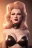 Placeholder: Lana Turner as evil queen in black leather, leather, busty, cleavage, angry, stern look. character design by cory loftis, fenghua zhong, ryohei hase, ismail inceoglu and ruan jia. unreal engine 5, artistic lighting, highly detailed, photorealistic, fantasy