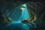 Placeholder: A mysterious underwater cave, rock formation, glowing jellyfish, strange aquatic creatures, art by Lucas Graciano.