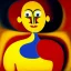 Placeholder: oil portrait of a red Woman sitting in a Yellow sofa by Joan Miró 8k