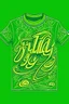 Placeholder: Style:Flat illustration Text: "الاثنين" T-shirt design graphic, vector, contour, green background)