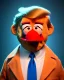 Placeholder: Waist up Portrait, Donald trump muppet, Sesame Street style, retro style, photo studio, blue background, unreal engine 5, god lights, ray tracing, RTX, lumen lighting, ultra detail, volumetric lighting, 3d.