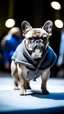 Placeholder: Frenchies bulldog with clothes on the runway