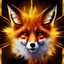 Placeholder: fox, logo, on fire, looking at camera, simple