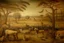 Placeholder: A savanna with a lot of animals painted by Leonardo da Vinci