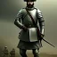 Placeholder: World war 1, Christina, medieval iron armor, trench coat, no mans land, lone Knight, Rifle, Male, Brutal style, Full body, Grim face, Bearded, Blue eyes, Tan skin,