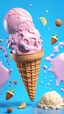 Placeholder: Planet Earth as a melting ice cream on a cone tshirt design, 3d render, cinematic