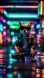 Placeholder: low angle portrait of slick lord water wolf Gremlin myth buster pimp ninja yoga cyber punk in flying hipster lawn Harley Davidson parked in dark neon lit reflective wet arcade hall tunnel,bokeh like f/0.8, tilt-shift lens 8k, high detail, smooth render, down-light, unreal engine, prize winning