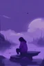 Placeholder: Album cover for a spotify playlist. This playlist is very ethereal and the music is both relaxing and sad. I want the album cover to convey a feeling of calm relaxation whilst also conveying a feeling of being small in a huge world. Prominent colour of purple