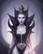 Placeholder: old evil queen in black leather gown, femme fatale, volouptous, busty, cleavage, angry, emperious, 8k resolution concept art portrait by Greg Rutkowski,