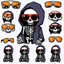 Placeholder: skeleton whit cool sunglasses, GG emotes, sprite sheet