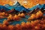 Placeholder: Mountainscape Pattern masterfully detailed, vibrant created with spatulated oil painting techniques, featuring thick, impasto strokes, grunge scratches, and deposit of saturated oil pigments in the style of Van Gogh.