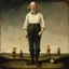 Placeholder: Weird stranger in suspenders and odd onion shaped pants, by Odd Nerdrum and Hieronymus Bosch, quirky, sinister, creepy