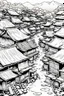 Placeholder: Japanese shanty town, line arts, manga style