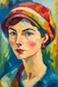 Placeholder: A painting of a woman in a post impressionist painting style