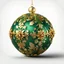 Placeholder: Christmas decoration detailed ornament green gold ball isolated on white background new year