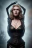 Placeholder: Kate Winslet as evil queen in black leather gown, cleavage, angry, stern look unreal 5, octane render,cinema4d, dynamic lighting, dramatic lighting, 4k, redshift render, highly detailed, hyper realistic