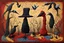 Placeholder: Horror surreal composition by Joan Miro and Salvador Dali, Abstract yarn art Plague Doctor feeding birds, surreal 3D abstract crochet art, heavy yarn textures, absurd knitted absurdities, weirdcore, Dada movement abstract art