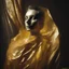 Placeholder: wearing a golden translucent cloth