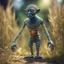 Placeholder: electric egyptian mummy troll in the style of Escher, in t-pose made from tinted murano glass in long grass ,bokeh like f/0.8, tilt-shift lens 8k, high detail, smooth render, down-light, unreal engine,bokeh like f/0.8, tilt-shift lens 8k, high detail, smooth render, down-light, unreal engine