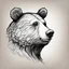 Placeholder: cartoon bear head from profile, extreme low detail sketch with strong contrast, monochromatic outline stamp