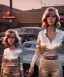 Placeholder: Ultra Realistic retro sci-fi movie Supermarket parking scene, 1960 year, waist up view portrait, 2 clones blonde women, sweet teenager Jane Fonda face, perfect iris, glow eyes, face makeup, tight latex coat, a lot of people, Retro sci-fi style, soft color, highly detailed, unreal engine 5, ray tracing, RTX, lumen lighting, ultra detail, volumetric lighting, 3d, finely drawn, high definition, high resolution.