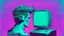 Placeholder: synth-wave, man with monitor as head, iconic:1.8),