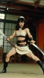 Placeholder: Betty Page art from japanese style 1900 movie. Ninjas