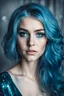 Placeholder: Portrait of a girl, face like night before Xmas, blue hair