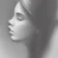 Placeholder: moody tiny charcoal side profile portrait of a beautiful woman, smudged charcoal, side on profile, charcoal portrait, artistic black and white profile portrait, delicate, highly detailed, chiaroscuro, beautiful composition, delicate arrangement, aesthetic, soft lighting, tender