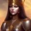 Placeholder: arab female warrior sexy black hair cleavage ornate metal armour silks