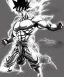 Placeholder: Goku, avatar style, fighting pose, muscular body, shirtless, volumetric details, hyper realism, unreal engine 5