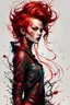 Placeholder: highly detailed full body character concept illustration of a red haired, Pict woman, , maximalist, sharp focus, highest resolution, in the styles of Alex Pardee, Denis Forkas , and Masahiro Ito, boldly inked, 8k, coarse, gritty textures