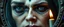 Placeholder: close up portrait of a voodoo transhumanism witchcraft inside double mirror