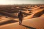 Placeholder: man in the desert places, warm colors, on holiday