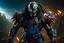 Placeholder: Predator in a mega cool iron super blue + Red suit with on his arms and shoulders, hdr, (intricate details, hyperdetailed:1.16), piercing look, cinematic, intense, cinematic composition, cinematic lighting, color grading, focused, (dark background:1.1)