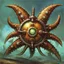 Placeholder: fantasy 90's tcg steampunk starfish creature artwork