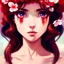 Placeholder: Closeup face portrait of a red girl wearing crown of flowers, smooth soft skin, big dreamy eyes, beautiful intricate colored hair, symmetrical, anime wide eyes, soft lighting, detailed face, by makoto shinkai, stanley artgerm lau, wlop, rossdraws, concept art, digital painting, looking into camera