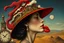 Placeholder: A surreal portrait of a woman in profile with a red wide-brimmed hat, in Dalí’s surrealist style. The hat morphs into flowing landscapes, clocks melt in the background, and the lips float as a separate surreal element. Dreamlike and bizarre with high detail. --v 7 --ar 2:3 --style raw --hd --q 2 --uplight --chaos 20