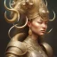 Placeholder: Sango fantasy, fantasy magic, intricate, sharp focus, illustration, highly detailed, digital painting, concept art, matte, art germ and Paul Lewin and Kehinde Wiley, masterpiece silver elephant head bronze Buddha Asian African girl nice breast Hawaiian hair turquoise golden waves