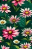 Placeholder: daisy pink flower watercolor dark green background