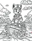 Placeholder: outline art for Paw Patrol Zuma On Water Craft coloring page, Japanese manga style, cartoon style, cute face, white background sketch style, full body is a must, only use outline, clean line art, no shadow, bold outline