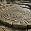 Placeholder: temple stone floor, 5 circular indentations