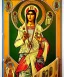 Placeholder: saint patron of photographers holding camera in hands. orthodox icon. Cyrillic inscriptions. hyperdetailed, Alphonse Mucha, poster, illustration, ink, oil on canvas, 18th century atlas