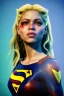 Placeholder: portrait, sweet Shakira, make-up, angry, Realistic image, retro pop, 60s, supergirl, lycra, minimal, blood, sweat, Color background, photo studio, concept art, smooth, unreal engine 5, god lights, ray tracing, RTX, lumen lighting, ultra detail, volumetric lighting, 3d, finely drawn, high definition, 4k.